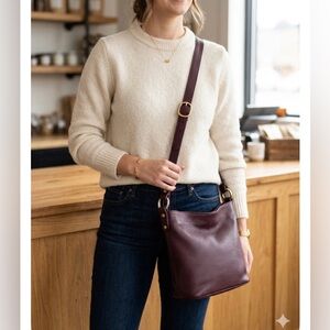 Poppy Barley The Right Size Tote in Pebble Maroon Leather